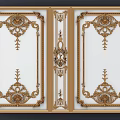 Golden Decorative Lines Adorn White Panels With Ornate Classic Patterns Design 3d model
