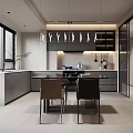 Modern Minimalist Open Plan Dining And Kitchen Interior Design With Sleek Cabinets And Dining Chairs