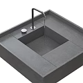 Modern Matte Silver Faucet on Square Gray Concrete Bathroom Sink Design