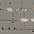 Modern Contemporary Chandeliers With Geometric Circular Spherical And Linear Designs 3d model