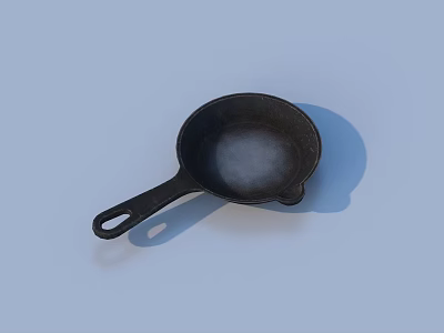 Black Cast Iron Pan With Handle A Practical Household Essential For Cooking 3d model