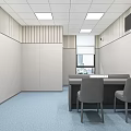 Modern Office Interior With Blue Carpet Gray Table Chairs White Walls And Ceiling Lights