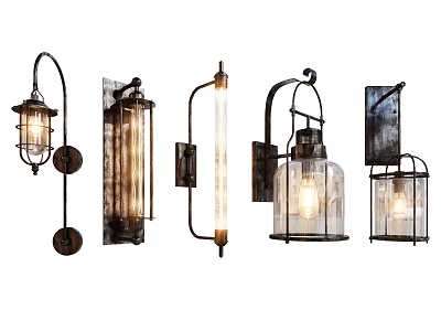 Different Styles of Wall Lamps Vintage Industrial Modern Designs for Home Interior 3d model