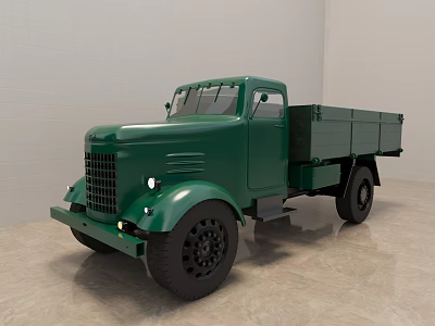 Vintage Green Truck With Classic Front Grille And Cargo Bed Design 3d model