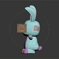 Light Blue And Purple Plush Rabbit Toy Holding Happy Easter Wooden Sign