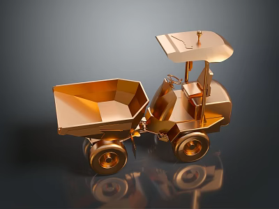 Shiny Golden Utility Dump Truck With Open Bed Canopy And Metallic Finish 3d model