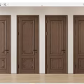 Classic Brown Wooden Hinged Doors With Carved Patterns For Interior Design 3d model