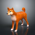 Shiba Inu Stuffed Toy With Orange Fur Curly Tail And White Paws In Standing Pose