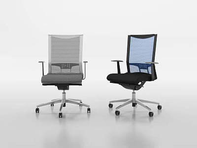 Modern Office Chair with Mesh Back Adjustable Base Swivel Wheels and Gray Black 3d model