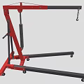 Red Mobile Hoist Equipment With Frame Wheels Chain And Hook 3d model