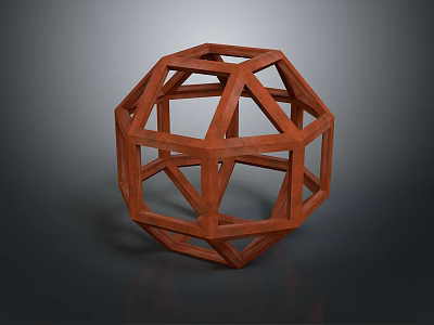 Red Geometric Spherical Wooden Frame Decorative Ornament For Home Living Room 3d model Red Geometric Spherical Wooden Frame Decorative Ornament For Home Living Room 3d model
