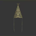 Golden Conical Hanging Decor With Intricate Hollow Patterns For Home Decoration