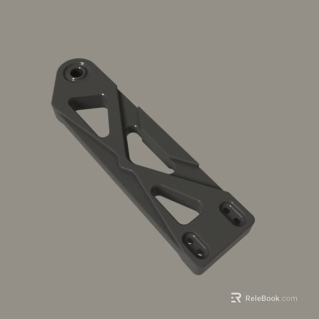 Black Mechanical Metal Bracket Featuring Holes And Geometric Cutout Design 3d model 