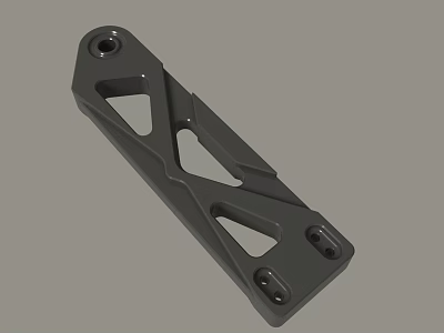 Black Mechanical Metal Bracket Featuring Holes And Geometric Cutout Design 3d model
