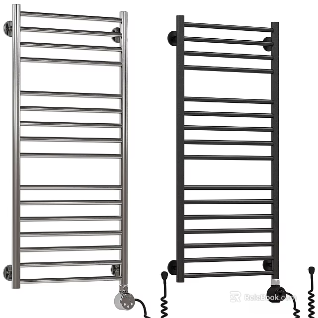 Modern Black And Stainless Steel Bathroom Towel Racks With Multiple Bars For Functional Accessory 3d model 