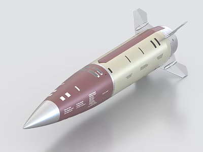 Aerodynamic Missile Weapon With Detailed Surface Features 3d model