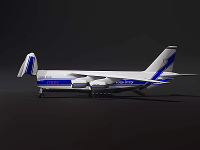 Large Transport Airplane Model With Blue White Livery And Detailed Features 3d model