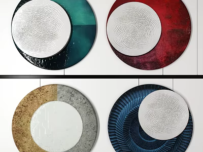 Modern Circular Wall Decor with Various Color Patterns and Textured Surfaces 3d model