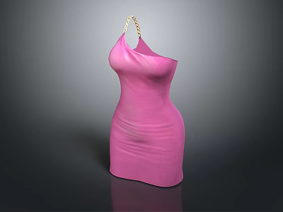 Pink Sling Dress Sculpture With Smooth Texture And Artistic Carving Design 3d model