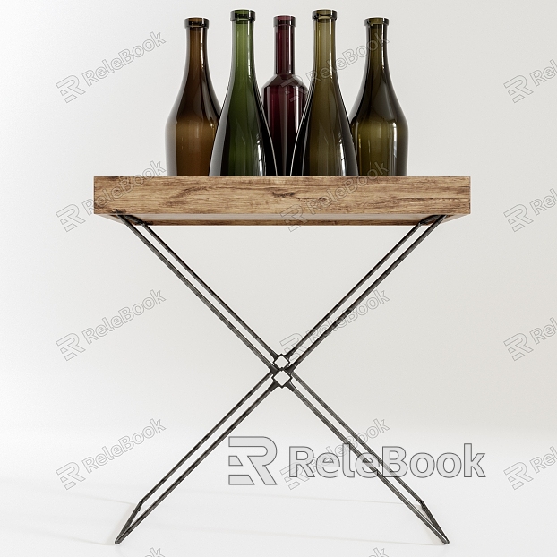 Modern wooden side a few corners a few wine bottle wine model