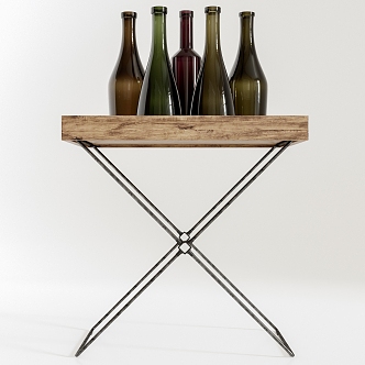 Modern wooden side a few corners a few wine bottle wine 3d model