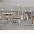 Stylish Clothing Store Interior Featuring Fashion Apparel Racks And Display Shelves