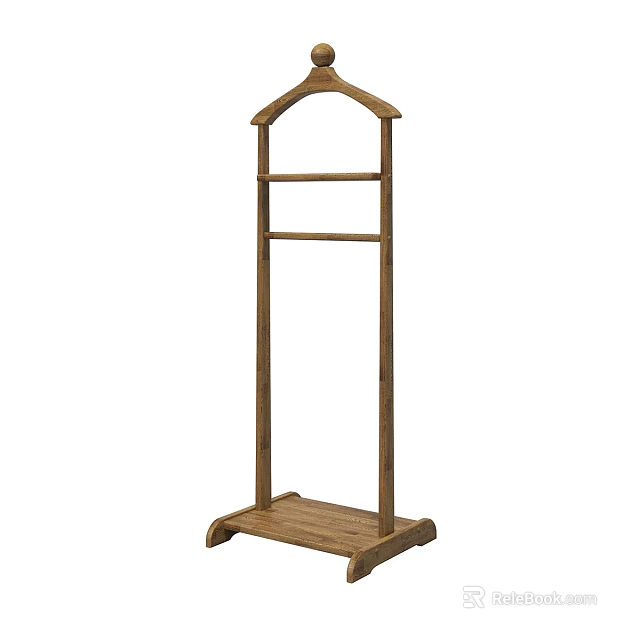 Sturdy Wooden Coat Rack With Arched Top Horizontal Bars And Stable Base 3d model