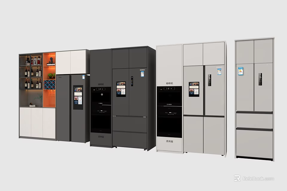 Sleek Modern Refrigerators And Freezers With Multiple Styles And Color Finishes 3d model 