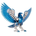 Blue Eagle Metal Sculpture With Spread Wings And Intricate Mechanical Details