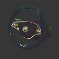 Modern Car Steering Wheel Interior With Leather Cover And Control Buttons