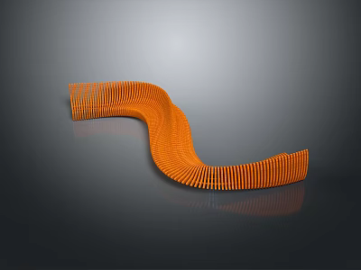 Orange Wavy Outdoor Chair With Modern Striped Design And Sleek Reflective Surface 3d model