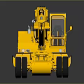 Detailed Yellow GOYO Wheel Excavator Model With Cab And Bucket On Reflective Surface
