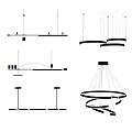 Contemporary Chandeliers With Linear Circular Spiral Shapes And Metal Frame LED Lighting
