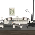 Modern Sofa Combination Cream Style Sofa Combination Coffee Table Leisure Chair Floor Lamp Hanging Painting Carpet Side Table Vase Pillow 3d model