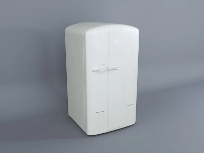 White Upright Double Door Refrigerator Freezer With Sleek Textured Surface Design 3d model