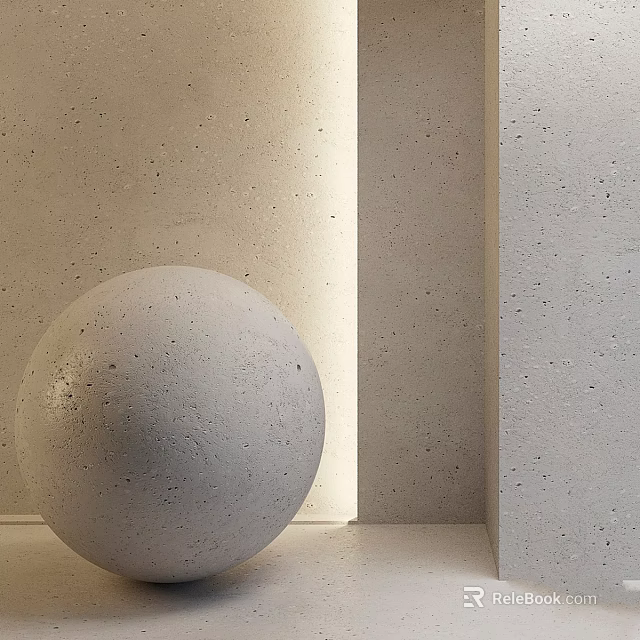 Textured Concrete Sphere Component With Wall And Soft Light Effect 3d model 