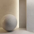 Textured Concrete Sphere Component With Wall And Soft Light Effect 3d model