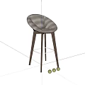 Modern Upholstered Bar Stools With Wooden Legs And Metal Crossbar In Neutral And Green Tones