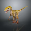 Realistic Yellow Spotted Dinosaur Character Standing With Open Mouth On Dark Background