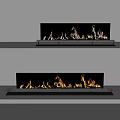 Modern Double Layer Fireplace With Realistic Flames On White Wall Design 3d model