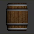 Rustic Wooden Barrel As Household Item With Metal Hoops And Storage Function 3d model
