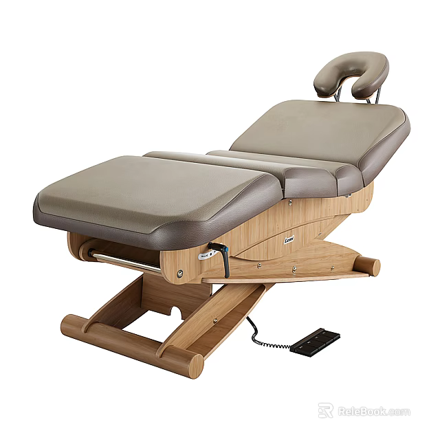 Comfortable Massage Chair With Wooden Frame Gray Cushion Adjustable Design And Remote Control 3d model 
