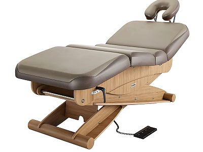 Comfortable Massage Chair With Wooden Frame Gray Cushion Adjustable Design And Remote Control 3d model