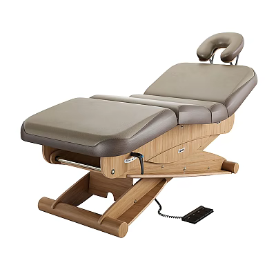 Comfortable Massage Chair With Wooden Frame Gray Cushion Adjustable Design And Remote Control 3d model