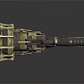 Intricate Mechanical Device With Metal Frame Golden Accents And Cannon Barrel