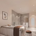 Luxury SPA Sauna Interior With White Bathtub Marble Walls And Soft Lighting