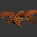 Orange Scaled Dragon With Green Wings And Sharp Claws Breathing Fiery Flame 3d model
