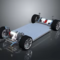 Detailed Automotive Components Chassis Structure Featuring Wheels And Electric Motor Design