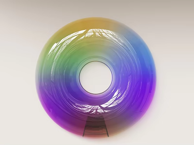 Rainbow Colored Round Transparent Pendant With Gradient Hues And Central Hole Hanging Decor 3d model