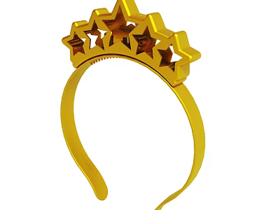 Shiny Golden Headband With Star Shaped Decorations For Festive Occasions 3d model